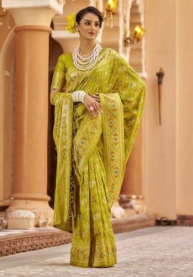 Light Green Woven Silk Saree Set