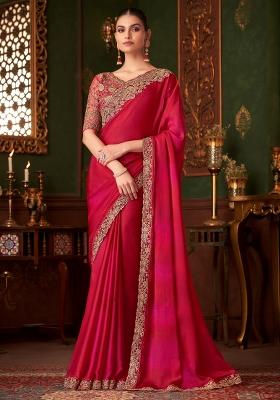 Pink Printed Chiffon Saree Set