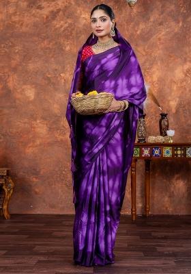 Light Green Printed Satin Silk Blend Saree Set