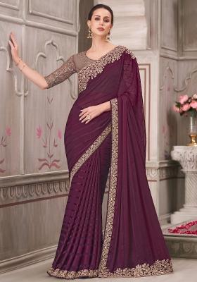 Magenta Printed Pure Georgette Saree Set