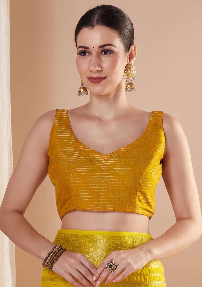 Yellow Printed Pure Georgette Saree Set - Indya