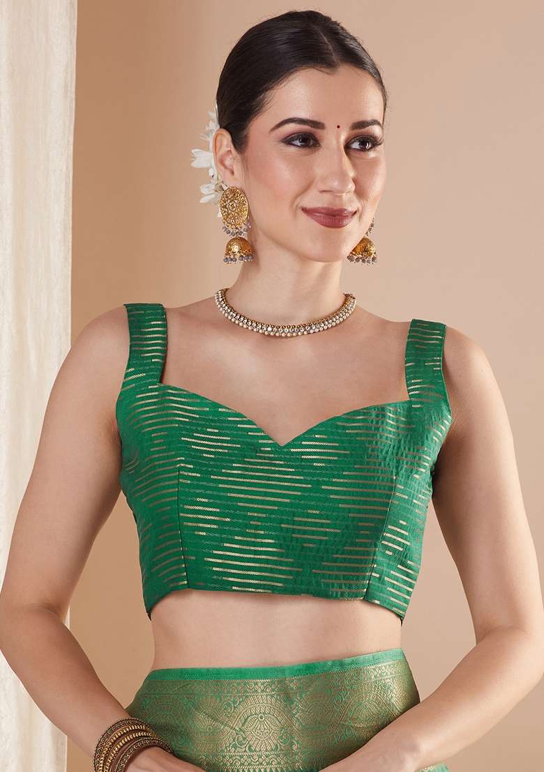 Green Pure Georgette Saree Set with Printed for Diwali | Wedding & Festive Wear - Indya