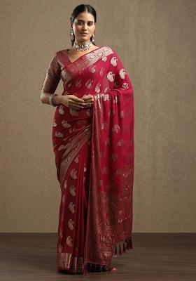 Maroon Printed Georgette Saree Set