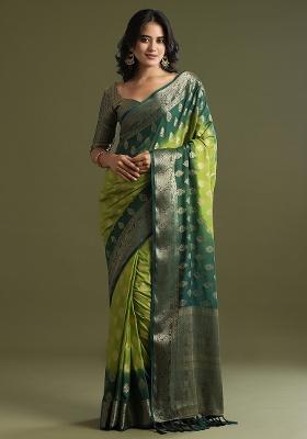 Light Green Printed Georgette Saree Set