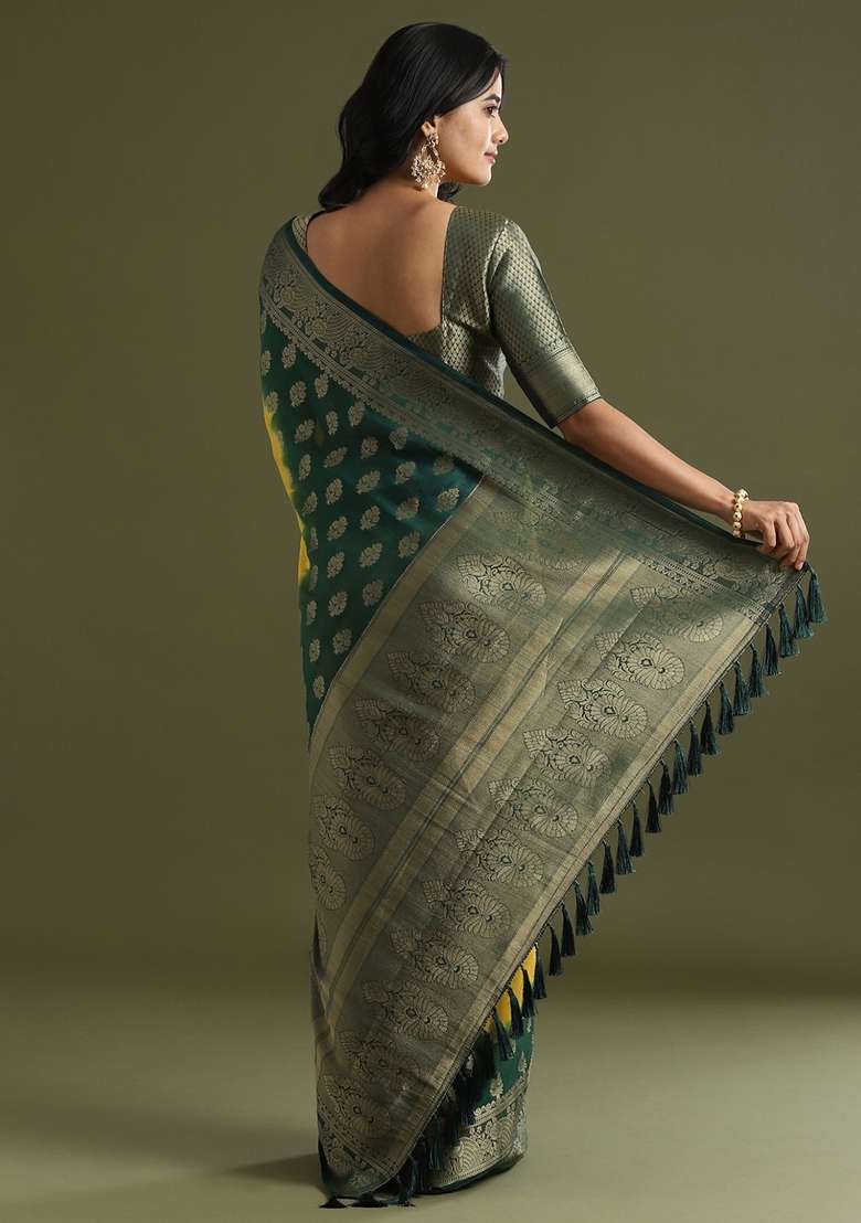 Yellow Georgette Saree Set with Printed for Diwali | Wedding & Festive Wear - Indya
