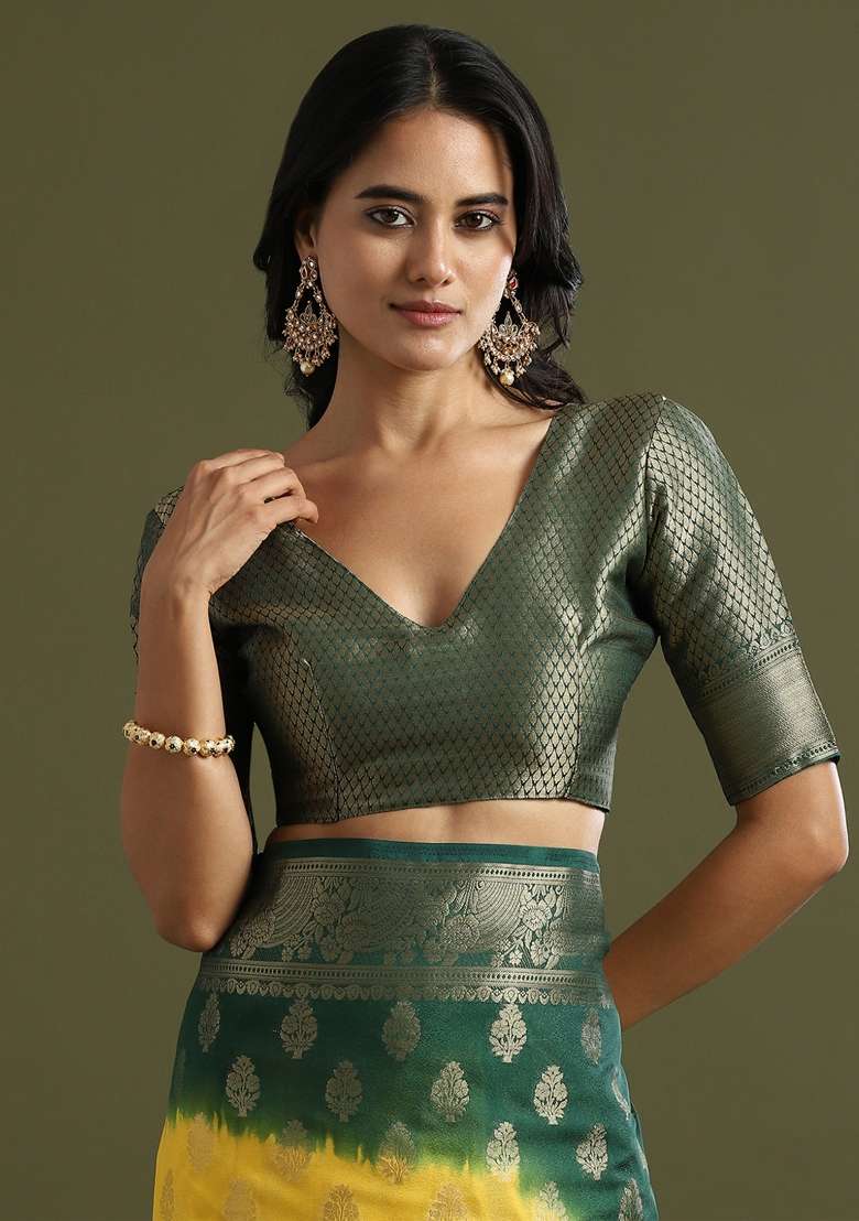 Yellow Georgette Saree Set with Printed for Diwali | Wedding & Festive Wear - Indya