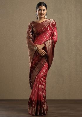 Peach Printed Georgette Saree Set
