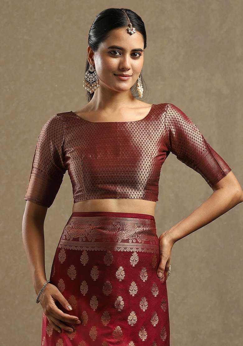 Peach Printed Georgette Saree Set for Diwali and Festive Wear - Indya