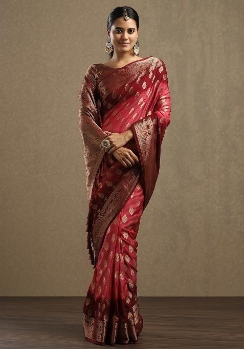 Peach Printed Georgette Saree Set — view on Indya
