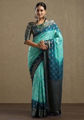 Light Blue Printed Georgette Saree Set
