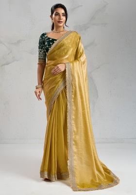 Yellow Printed Pure Chiffon Saree Set