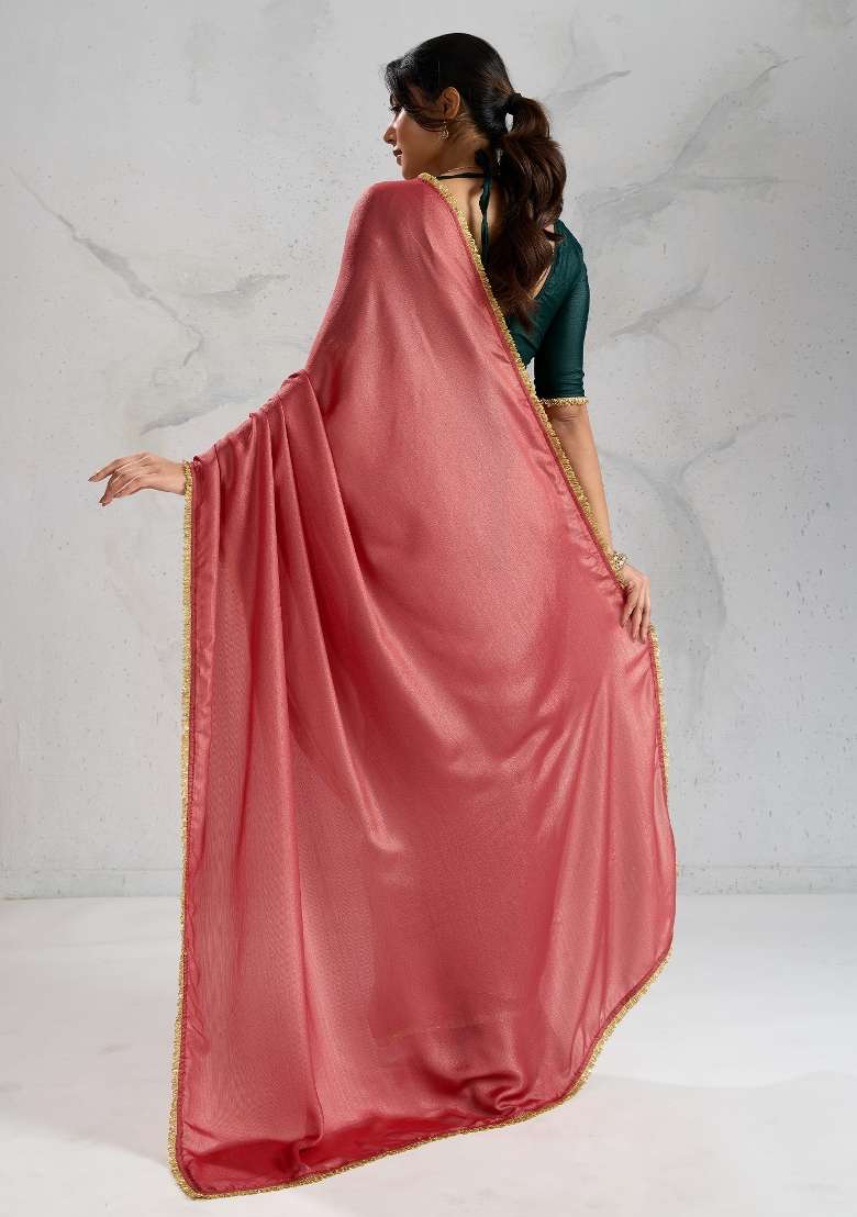Brown Silk Blend Saree Set with Printed for Diwali | Wedding & Festive Wear - Indya
