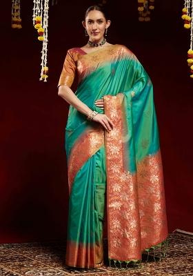 Light Green Printed Soft Silk Saree Set
