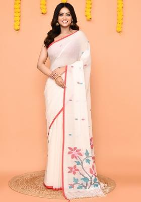 White Jamdani Cotton Saree Set