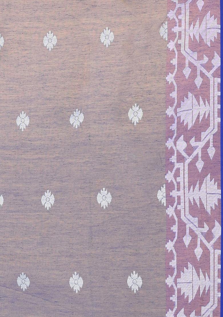 Blue Jamdani Silk Saree Set - Indya