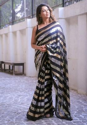 Multi Embroidered Georgette Saree Set