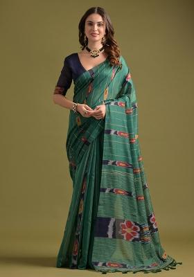 Rama Embroidered Cotton Saree Set