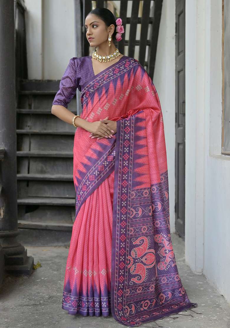 Rani Embroidered Silk Blend Saree Set - Indya
