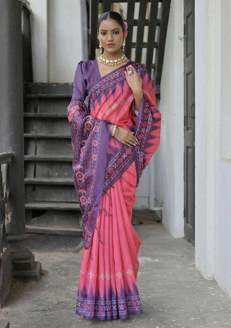 Rani Embroidered Silk Blend Saree Set - Indya