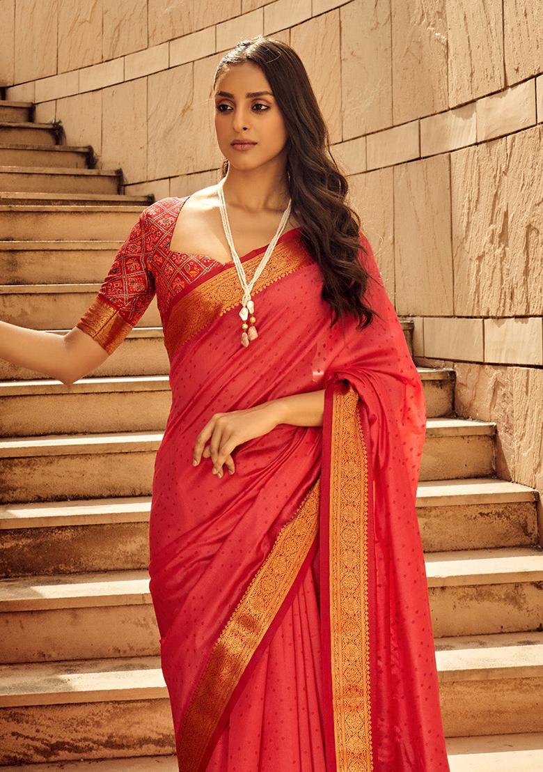 Gajari Embroidered Silk Saree Set