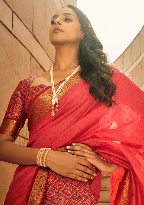 Gajari Embroidered Silk Saree Set