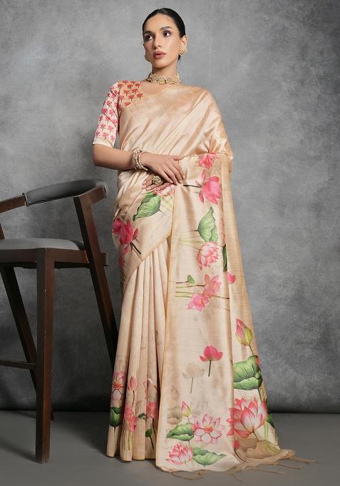 Yellow Embroidered Silk Saree Set