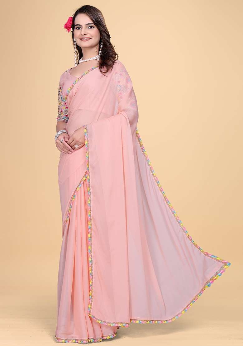 Fanta Embroidered Georgette Saree Set - Indya