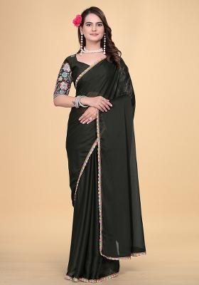 Green Embroidered Georgette Saree Set