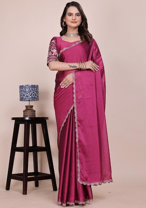 Dusty Rani Embroidered Chiffon Saree Set