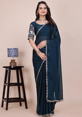 Morpeach Embroidered Chiffon Saree Set