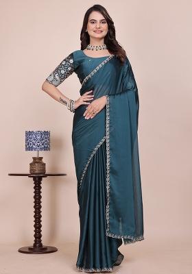 Dusty Morpeach Embroidered Chiffon Saree Set