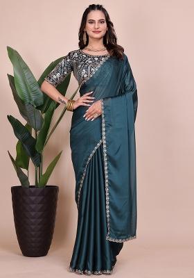 Dusty Morpeach Embroidered Chiffon Saree Set