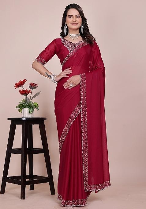 Cherry Embroidered Georgette Saree Set