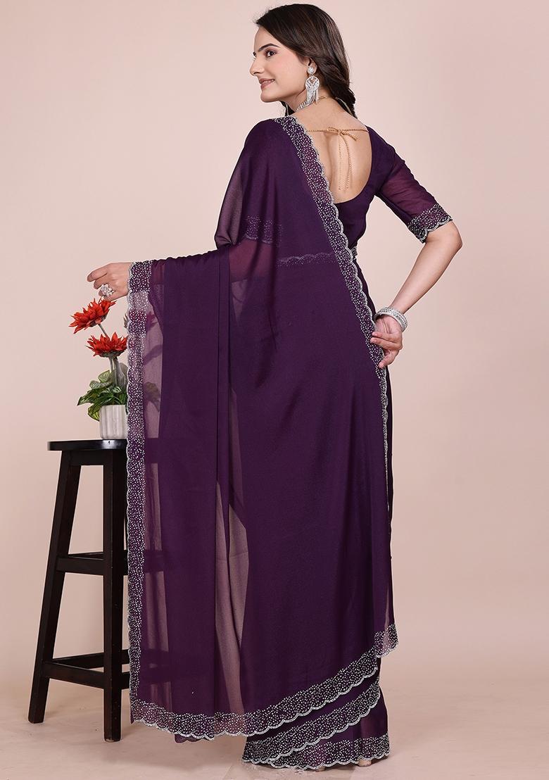 Jamli Embroidered Georgette Saree Set - Indya