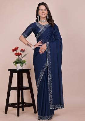 Morpeach Embroidered Georgette Saree Set