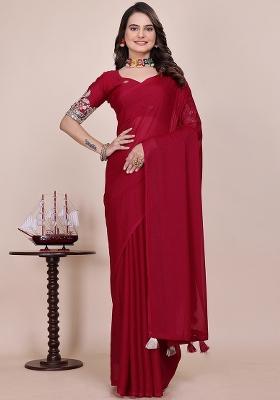 Cherry Embroidered Georgette Saree Set
