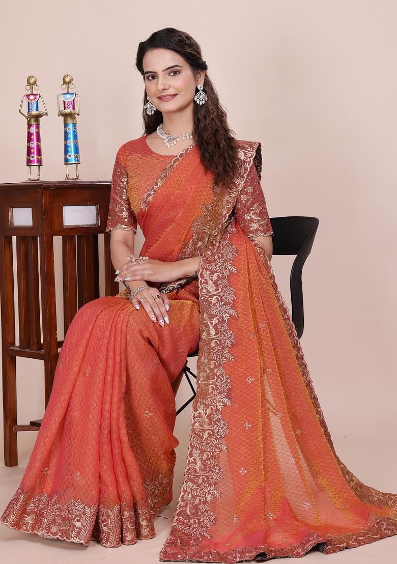 Fanta Embroidered Blended Saree Set - Indya