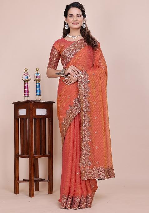 Fanta Embroidered Blended Saree Set