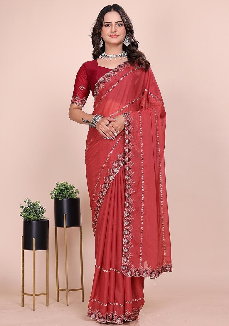 Gajri Embroidered Georgette Saree Set