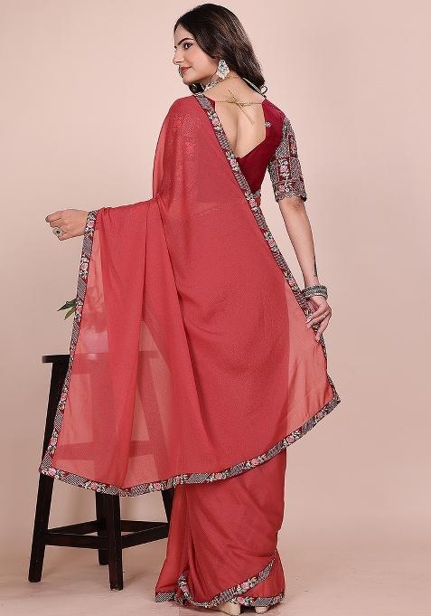 Gajri Embroidered Georgette Saree Set