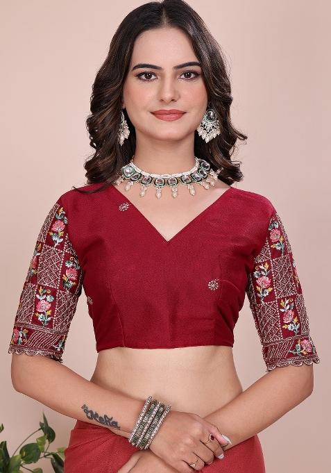 Gajri Embroidered Georgette Saree Set