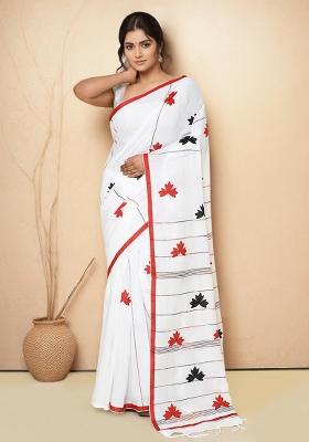 Multicolor Embroidered Cotton Saree Set