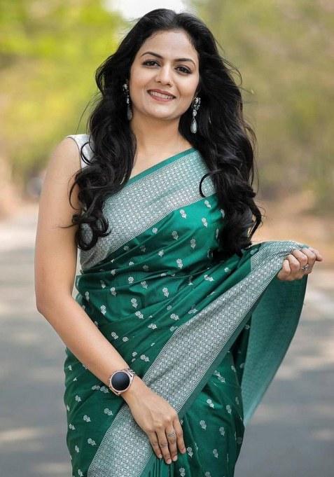 Green Jacquard Silk Saree Set