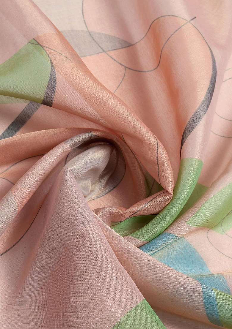 Peach Silk Blend Saree Set with Embroidered for Diwali | Wedding & Festive Wear - Indya