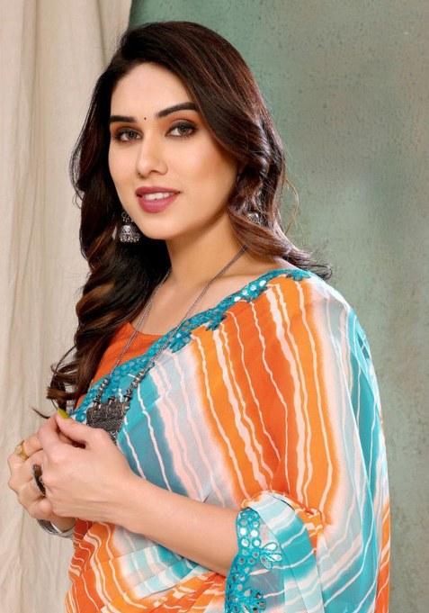 Multicolor Embroidered Georgette Saree Set