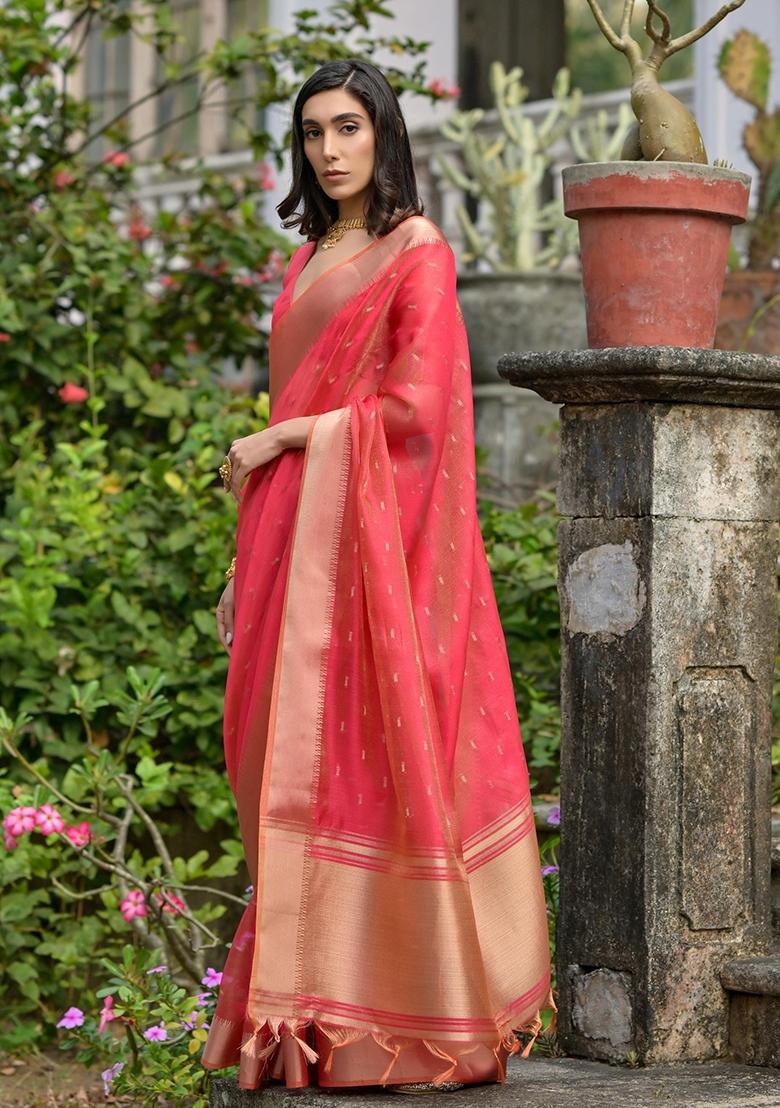 Gajri Zari Weaving Silk Saree Set