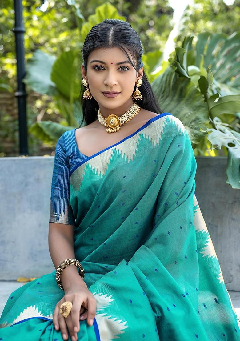 Rama Bandhani Weaves Tussar Silk Saree Set