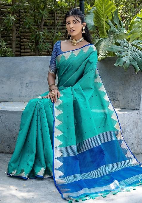 Rama Bandhani Weaves Tussar Silk Saree Set