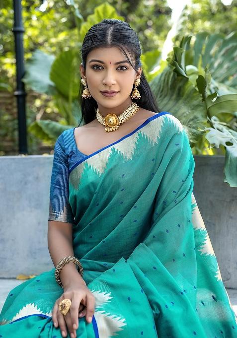 Rama Bandhani Weaves Tussar Silk Saree Set