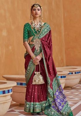 Red Embroidered Silk Saree Set